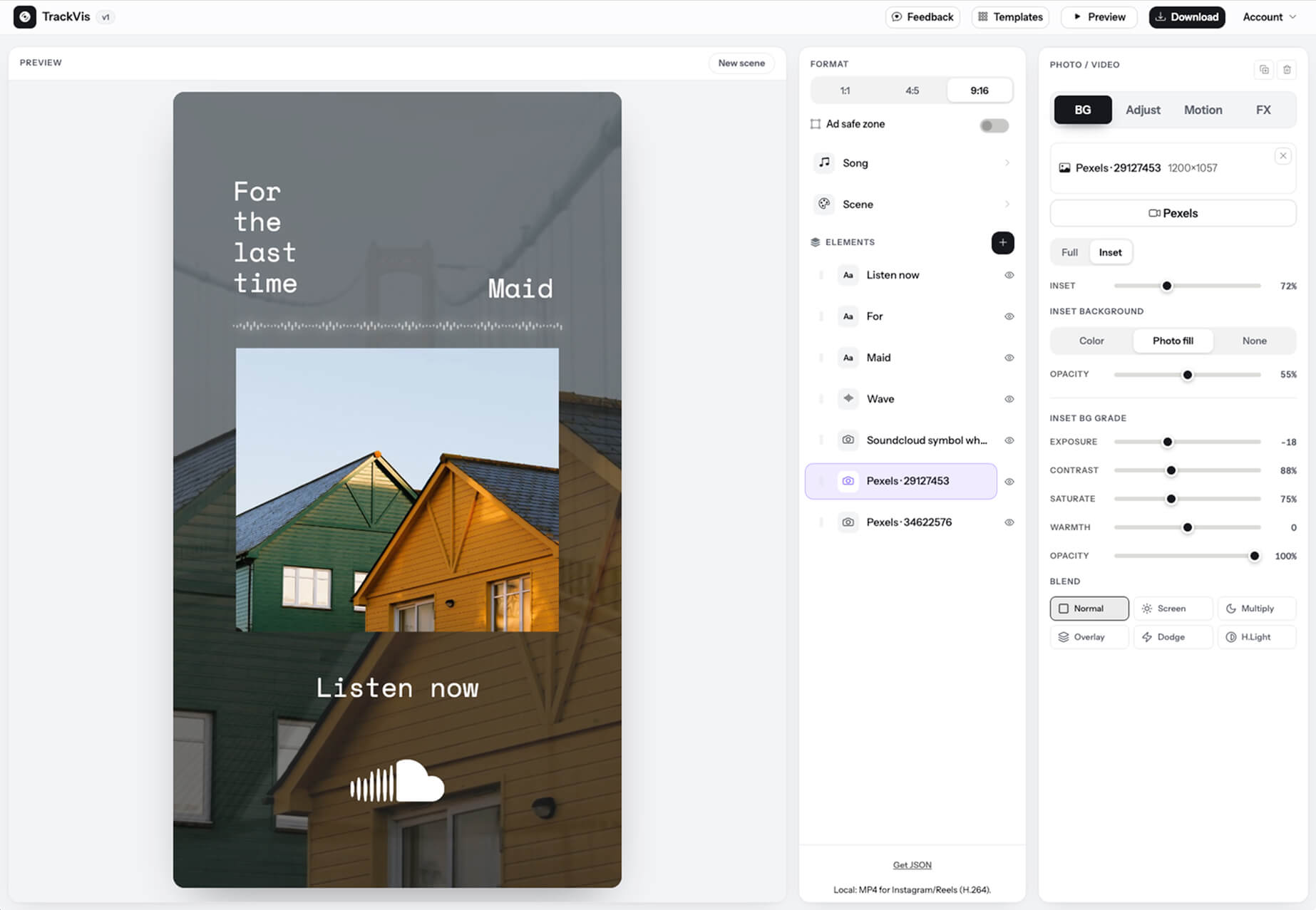 TrackVis editor interface
